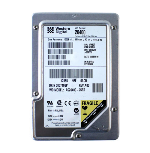 AC26400-75RTT0 - Western Digital 6.4GB 5400RPM EIDE 3.5" HDD