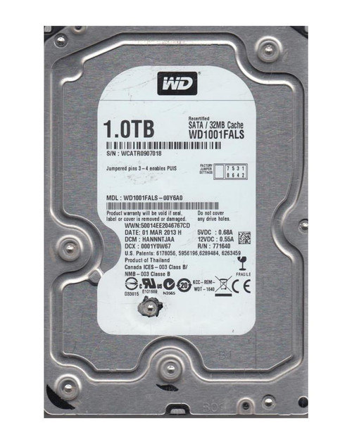 WD1001FALS-00Y6A0 - Western Digital 1TB 7200RPM SATA 3Gb/s 32MB 3.5" HDD