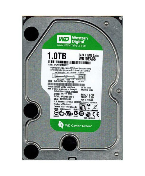 WD10EACS-07D6B1 - Western Digital 1TB 7200RPM SATA 3Gb/s 16MB 3.5" HDD
