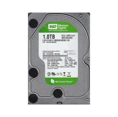 WD10EARX-00PASB0 - Western Digital 1TB 5400RPM SATA 6Gb/s 64MB 3.5" HDD