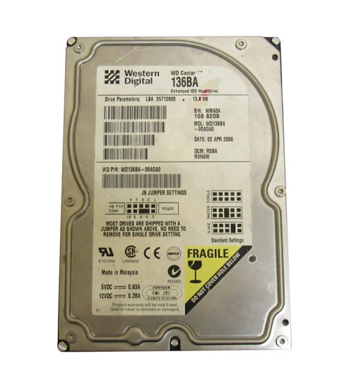 WD136BA - WESTERN DIGITAL 13.6GB 7200RPM EIDE 3.5" HDD