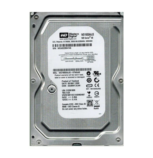 WD1600AAJS-07WAA0 - Western Digital 160GB 7200RPM SATA 3Gb/s 3.5" HDD