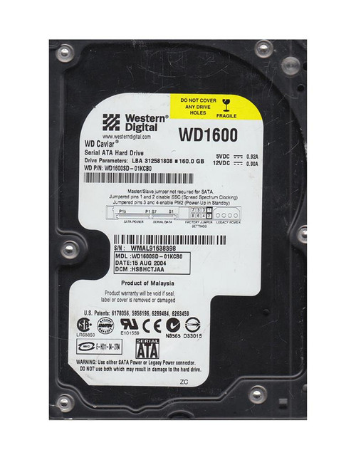 WD1600SD-01KCBO - Western Digital 160GB 7200RPM SATA 8MB 3.5" HDD