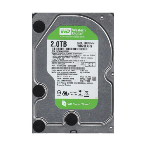 WD20EARS-00MVWB1 - Western Digital 2TB 5400RPM SATA 3Gb/s 64MB 3.5" HDD