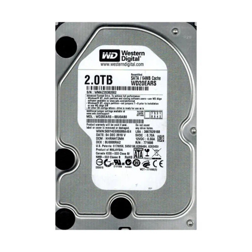 WD20EARS-00U0AB0 - Western Digital 2TB 5400RPM SATA 3Gb/s 64MB 3.5" HDD
