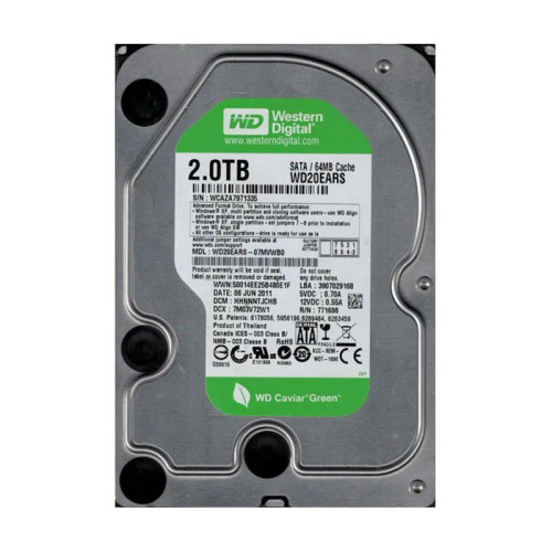 WD20EARS-07MVWB0 - Western Digital 2TB 5400RPM SATA 3Gb/s 64MB 3.5" HDD