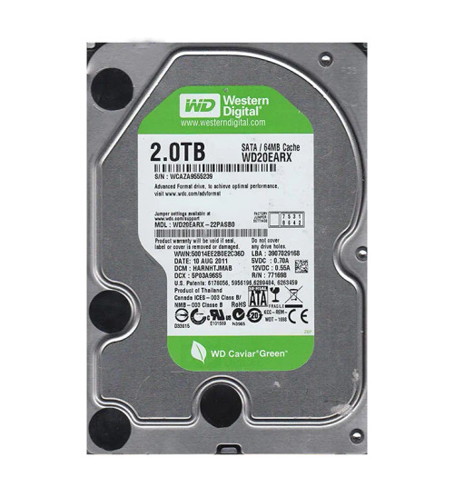 WD20EARX-22PASB0 - Western Digital 2TB 7200RPM SATA 6Gb/s 64MB 3.5" HDD