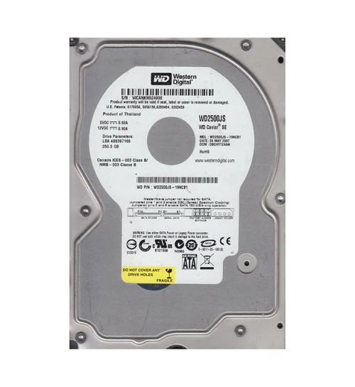 WD2500JS-19NCB1 - Western Digital 250GB 7200RPM SATA 3.5" 8MB HDD