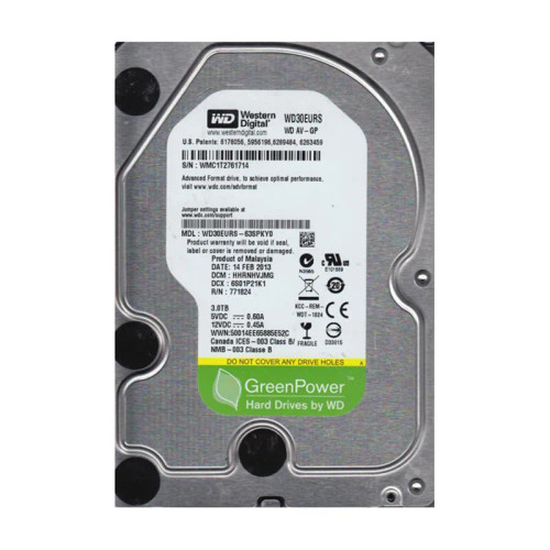 WD30EURS-63SPKY0 - WESTERN DIGITAL 3TB 7200RPM SATA 3.5" HDD