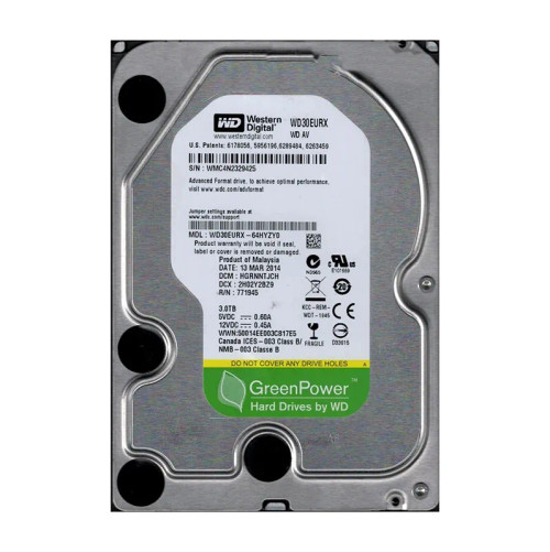 WD30EURX-64HYZY0 - WESTERN DIGITAL 3TB 5400RPM SATA 3.5" HDD