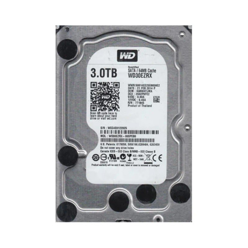 WD30EZRX-00SPEB0 - Western Digital 3TB 5400RPM SATA 6Gb/s 64MB 3.5" HDD