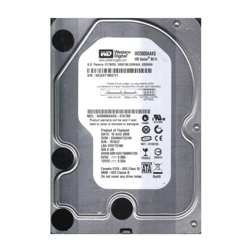 WD5000AAKS-07A7B0 - Western Digital 500GB 7200RPM SATA 3Gb/s 16MB 3.5" HDD