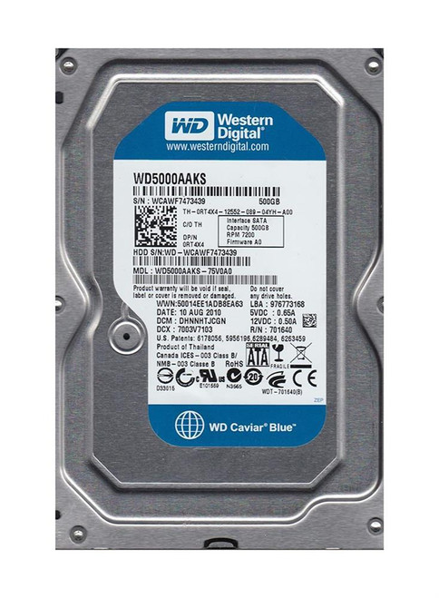 WD5000AAKS-75V0AO - Western Digital 500GB SATA 7200RPM 16MB 3.5" HDD
