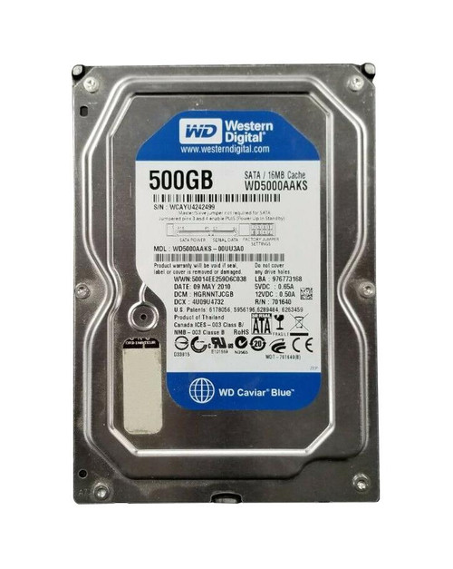 WD5000AAKS-OOUU3AO - Western Digital 500GB SATA 7200RPM 16MB 3.5" HDD