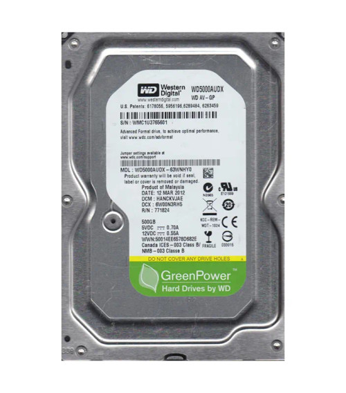 WD5000AUDX-63WNHY0 - Western Digital 500GB SATA 6Gb/s 3.5" 5400RPM HDD