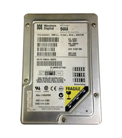 WD64AA-00AMT2 - Western Digital 6.4GB 5400RPM EIDE 2MB 3.5" HDD