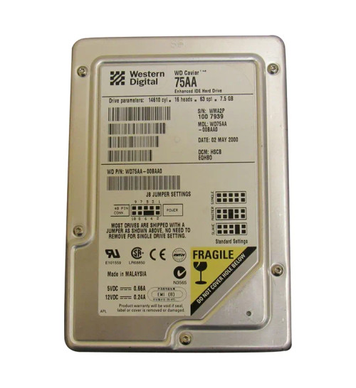 WD75AA - Western Digital 7.5GB 5400RPM EIDE 2MB 3.5" HDD