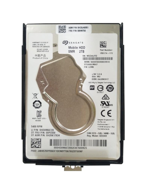 00HM756 - Lenovo 2TB 5400RPM SATA 6Gb/s 2.5-inch Hard Drive