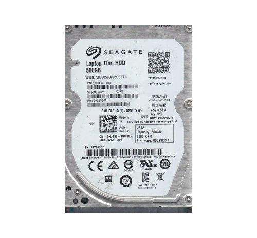 1DG142-033 - Seagate 500GB 5400RPM SATA 2.5" HDD
