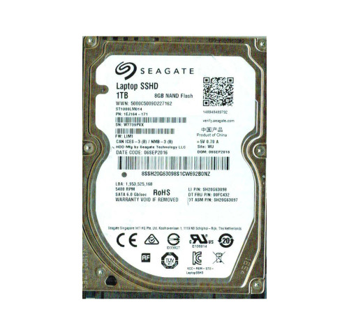 1EJ164-171 - Seagate 1TB SATA 6Gb/s 2.5" 5400RPM Hybrid HDD