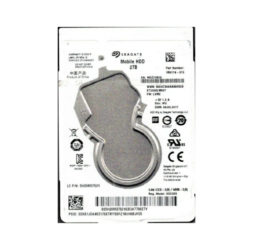1R8174-070 - Seagate 2TB SATA 6Gb/s 5400RPM 2.5" HDD