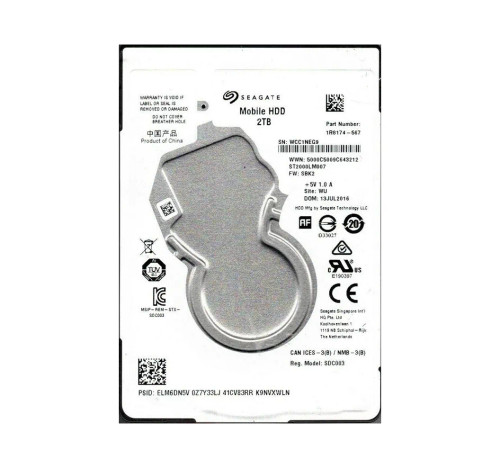 1R8174-567 - Seagate 2TB 5400RPM SATA 6Gb/s 128MB 2.5" HDD