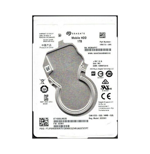 1RK172-285 - Seagate 1TB 5400RPM SATA 6Gb/s 2.5-inch Hard Drive