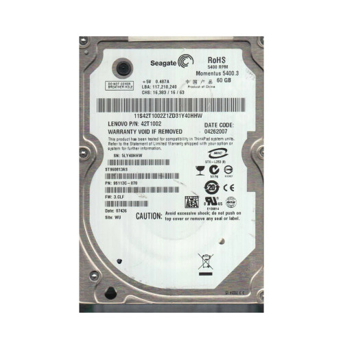 39T2791 - Lenovo 120GB 5400RPM SATA 2.5" HDD