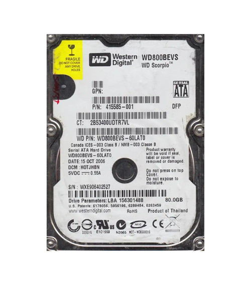 415585-001 - HP 80GB 5400RPM SATA 2.5" HDD
