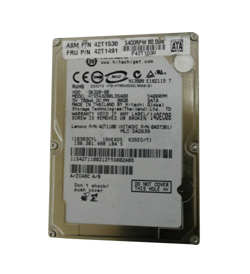 42T1530 - Lenovo 80GB 5400RPM SATA 2.5" HDD