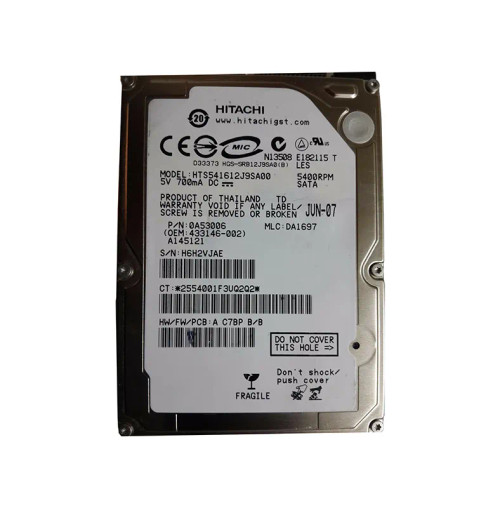 433146-002 - HP 120GB 5400RPM SATA 2.5" HDD