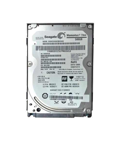 45K0674 - Lenovo 500GB 5400RPM SATA 2.5" HDD