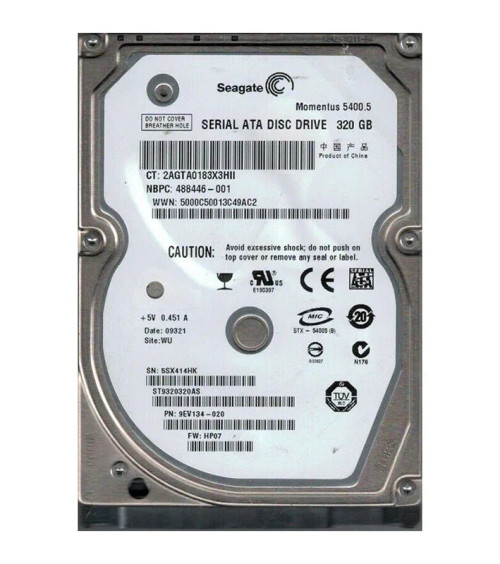 488446-001 - HP 320GB 5400RPM SATA 2.5" HDD