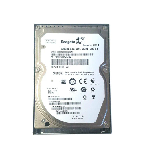 515658-001 - HP 250GB 7200RPM SATA 3Gb/s 2.5" HDD