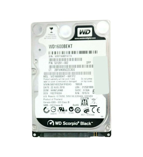 531291-002 - Compaq 160GB 7200RPM SATA 3Gb/s 2.5-inch Hard Drive