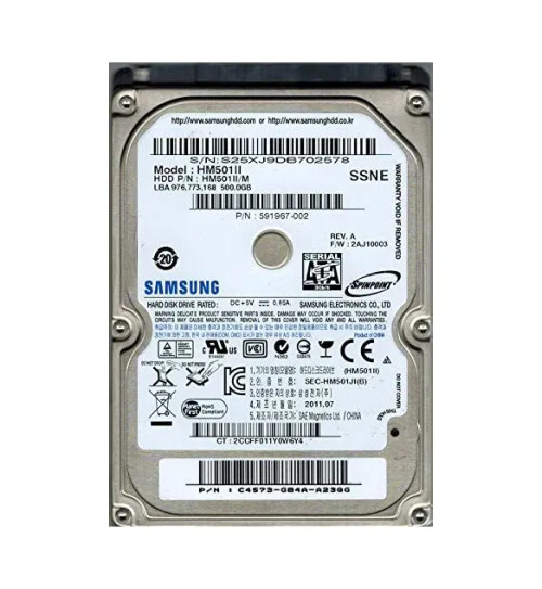 591967-002 - HP 500GB 5400RPM SATA 2.5" HDD