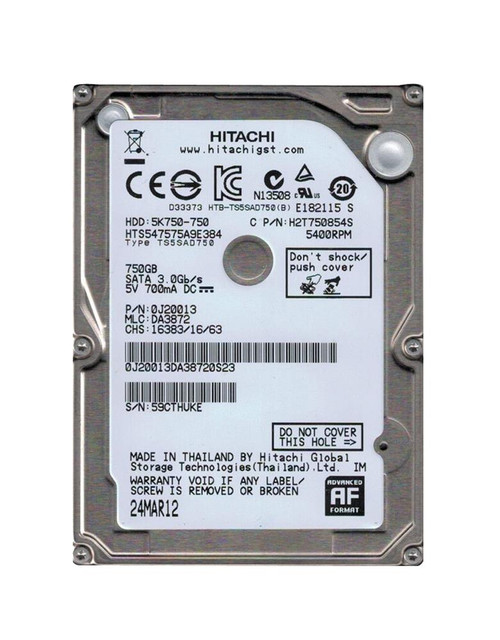 5K750750 - HGST 750GB 5400RPM SATA 2.5" HDD