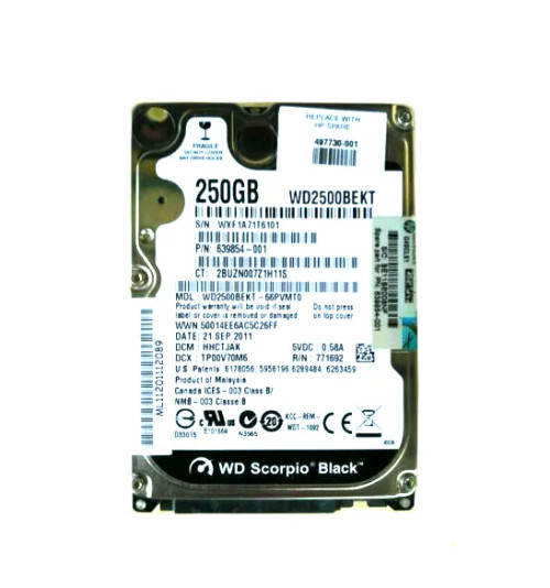 639854-001 - HP 250GB 7200RPM SATA 2.5" HDD