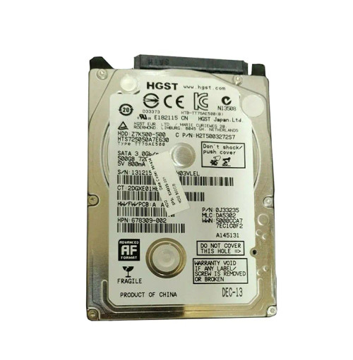 678309-002 - HP 500GB 7200RPM SATA 6Gb/s 2.5" HDD