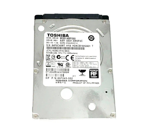 697243-002 - HP 500GB 5400RPM SATA 6Gb/s 2.5" HDD