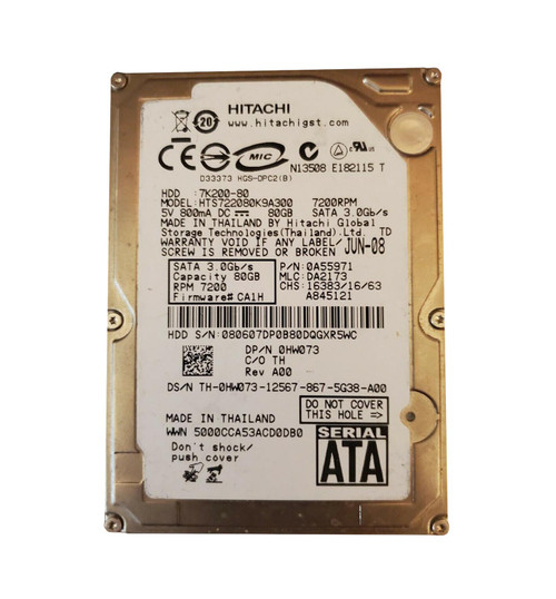 7K200-80 - Hitachi 80GB 7200RPM SATA 1.5Gb/s 16MB Cache 2.5-inch Hard Drive