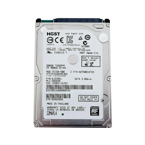 7K750-500 - Hitachi 500GB 7200RPM SATA 2.5" HDD