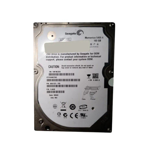9DG133-155 - Seagate 160GB 5400RPM SATA 8MB 2.5" HDD