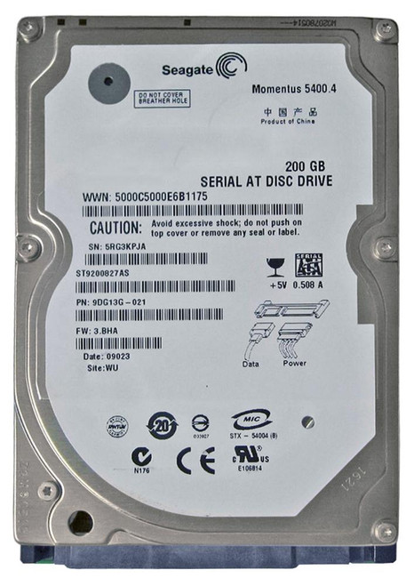 9DG13G-021 - Seagate 200GB 5400RPM SATA 8MB 2.5" HDD
