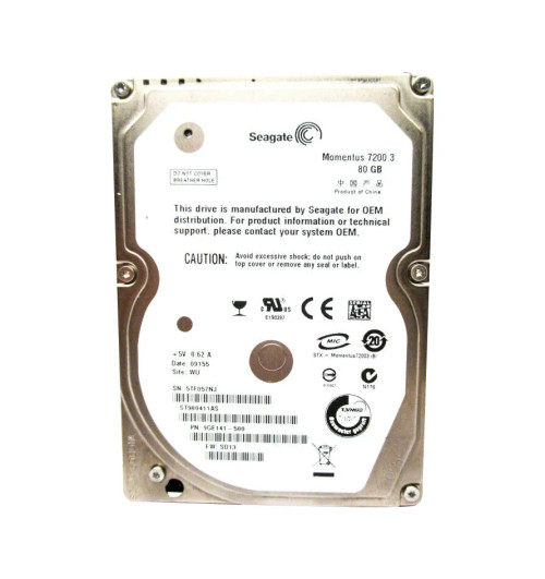 9GE141-500 - Seagate 80GB 7200RPM SATA 3Gb/s 2.5" HDD
