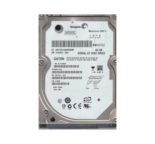 9S1132-022 - Seagate 80GB 5400RPM SATA 2.5" HDD