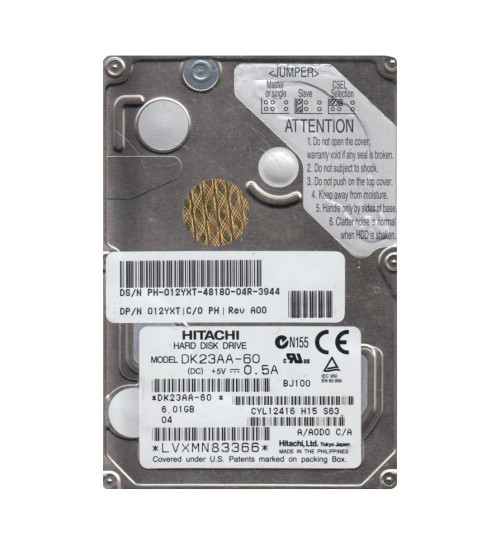DK23AA-60 - Hitachi 6GB 4200RPM IDE/ATA 2.5" HDD