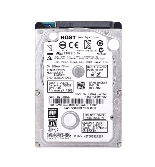 H2T5003272S7 - Hitachi Travelstar Z7K500 500GB 7200RPM SATA 6Gb/s 512e 32MB Cache 2.5-inch Hard Drive