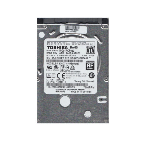 HDKCC00M6A01 - TOSHIBA 500GB 7200RPM SATA 6Gb/s 2.5" HDD