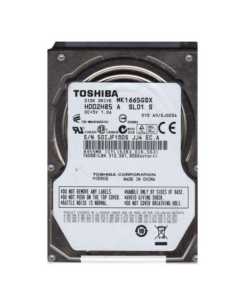 MK1665GS - TOSHIBA 160GB 5400RPM SATA 8MB 2.5" HDD